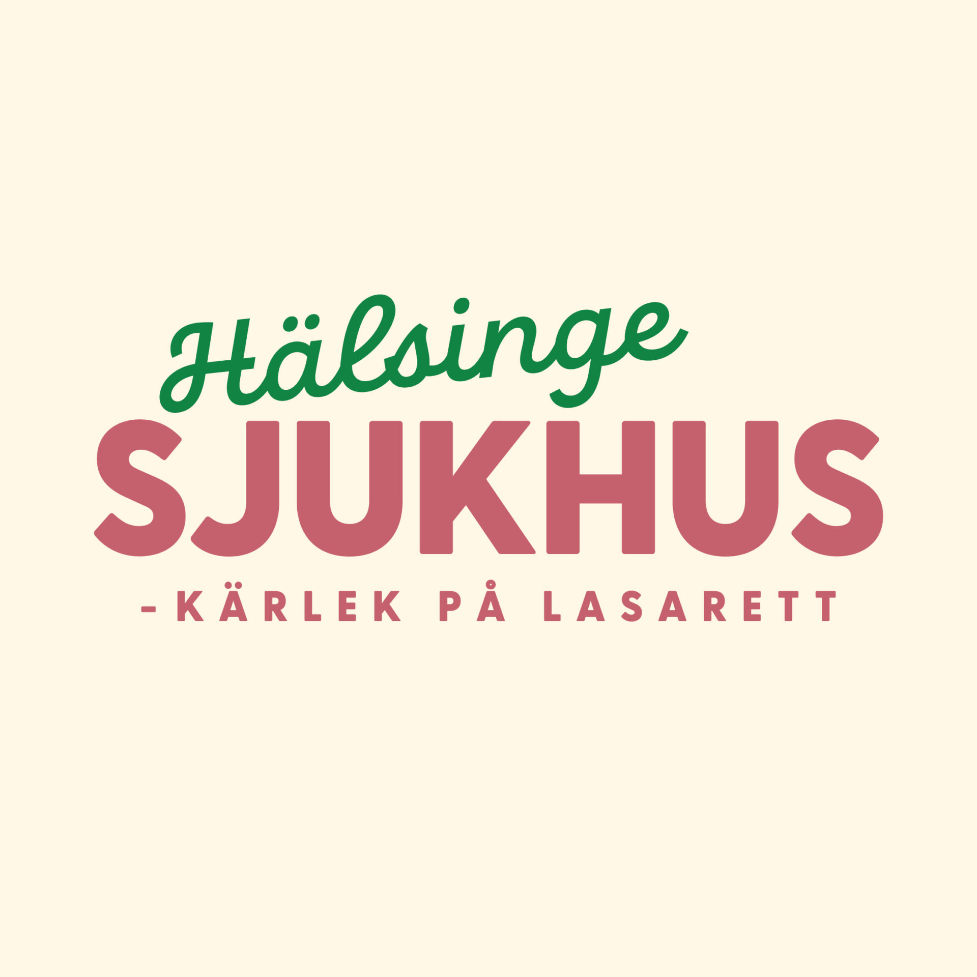 Grafisk bild med texten Hälsinge sjukhus - kärlek på lasarett i neonliknande bokstäver